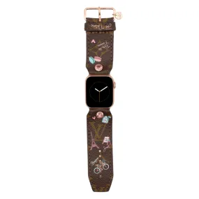 Limited Edition - "Bon Voyage" on Upcycled LV Monogram Watchband