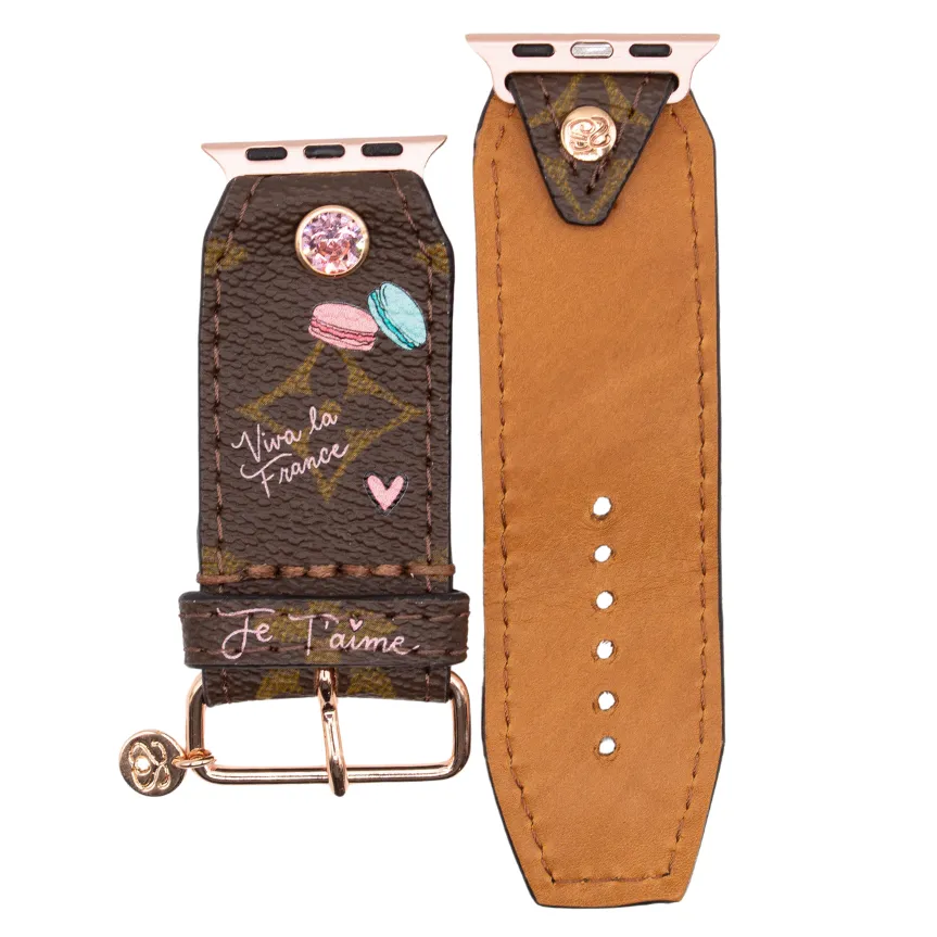 Limited Edition - "Bon Voyage" on Upcycled LV Monogram Watchband