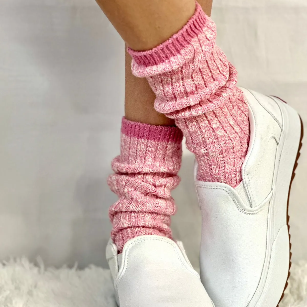 MARLED cotton short boot socks - pink