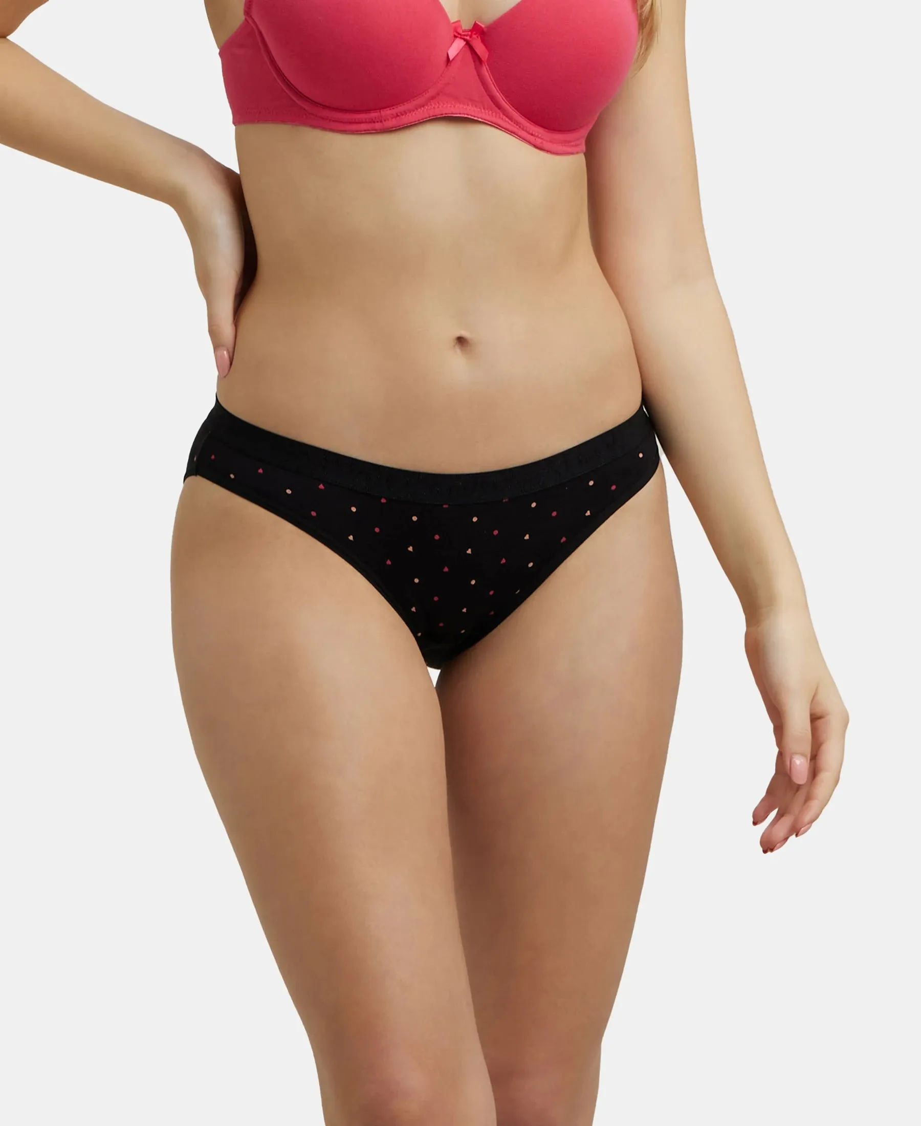 Medium Coverage Super Combed Cotton Elastane Stretch Mid Waist Bikini With Exposed Waistband and StayFresh Treatment - Assorted Colors (Pack of 3)
