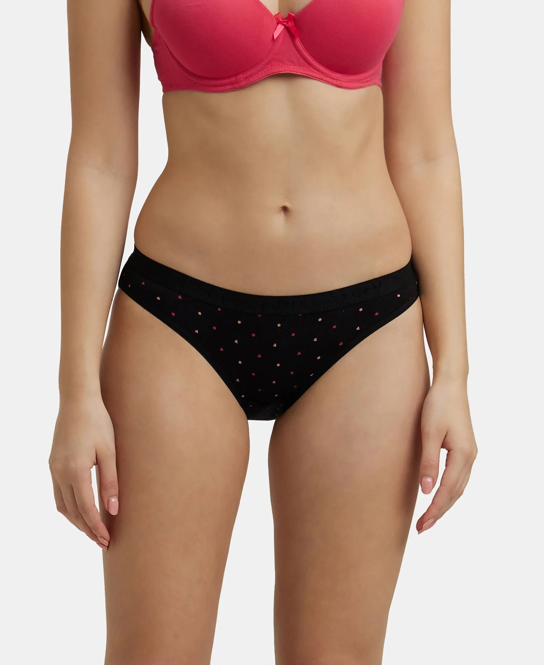 Medium Coverage Super Combed Cotton Elastane Stretch Mid Waist Bikini With Exposed Waistband and StayFresh Treatment - Assorted Colors (Pack of 3)