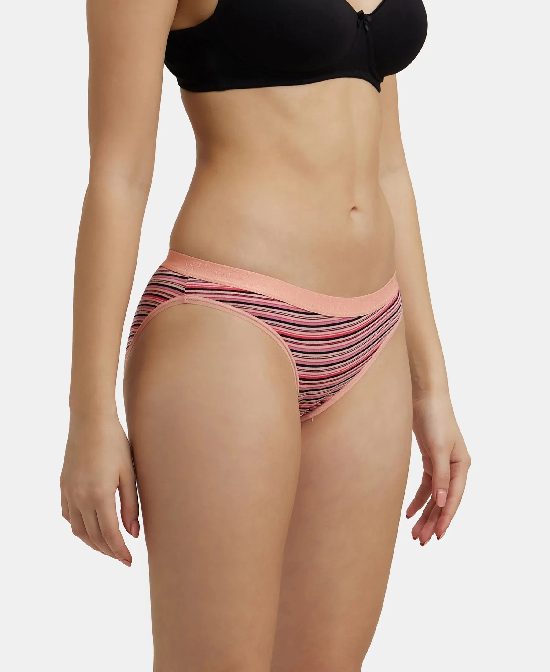 Medium Coverage Super Combed Cotton Elastane Stretch Mid Waist Bikini With Exposed Waistband and StayFresh Treatment - Assorted Colors (Pack of 3)