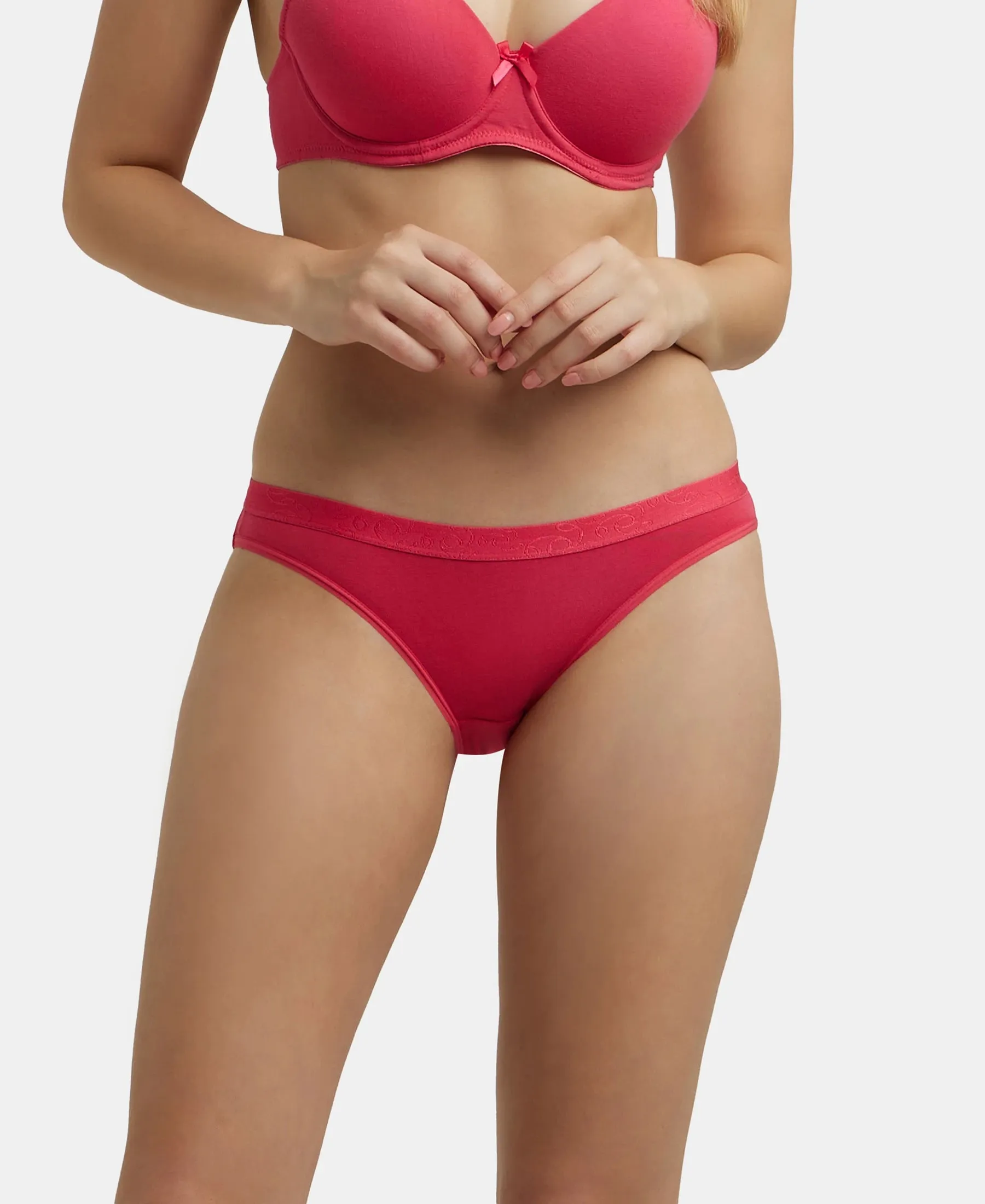 Medium Coverage Super Combed Cotton Elastane Stretch Mid Waist Bikini With Exposed Waistband and StayFresh Treatment - Assorted Colors (Pack of 3)