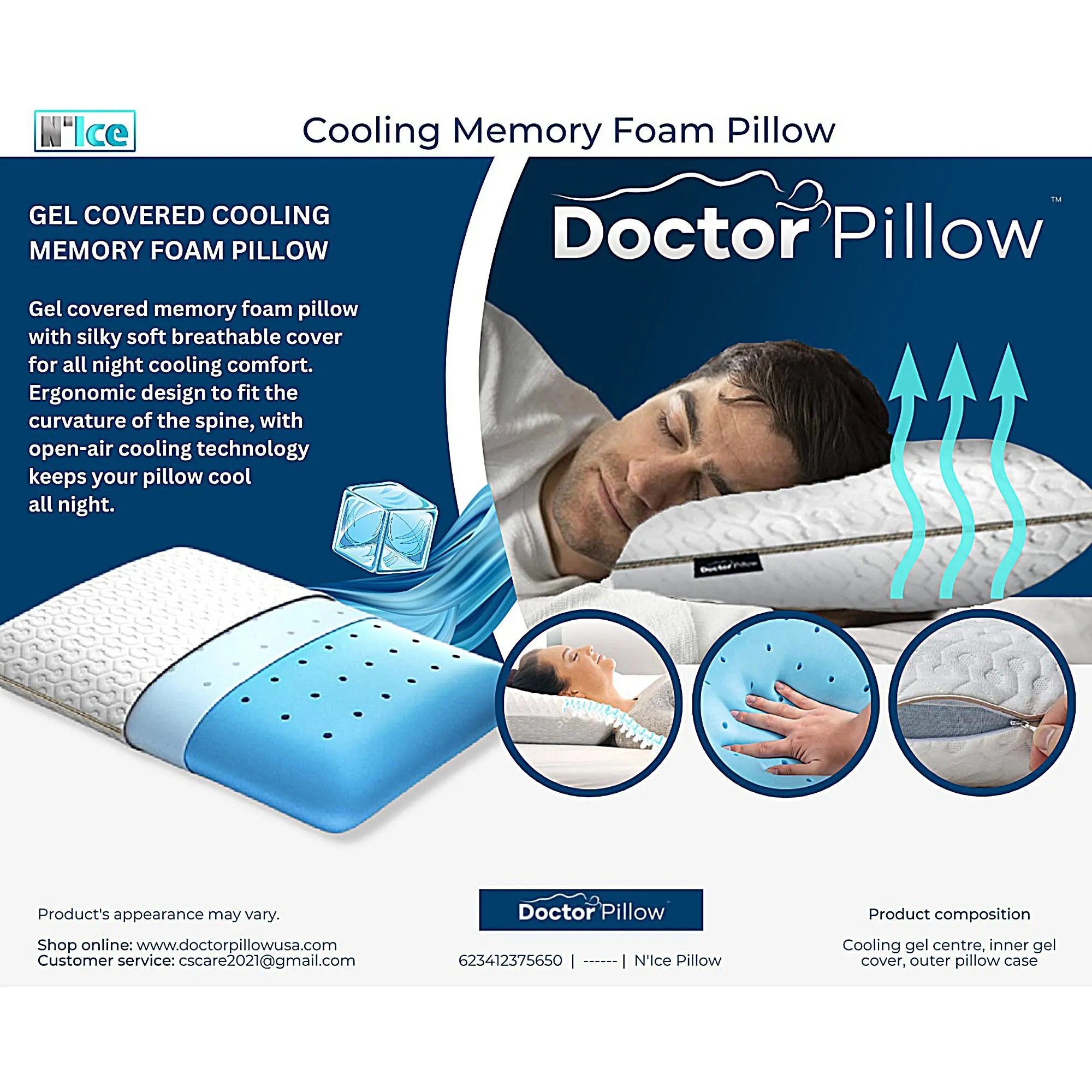 N'Ice Cooling Memory Foam Pillow