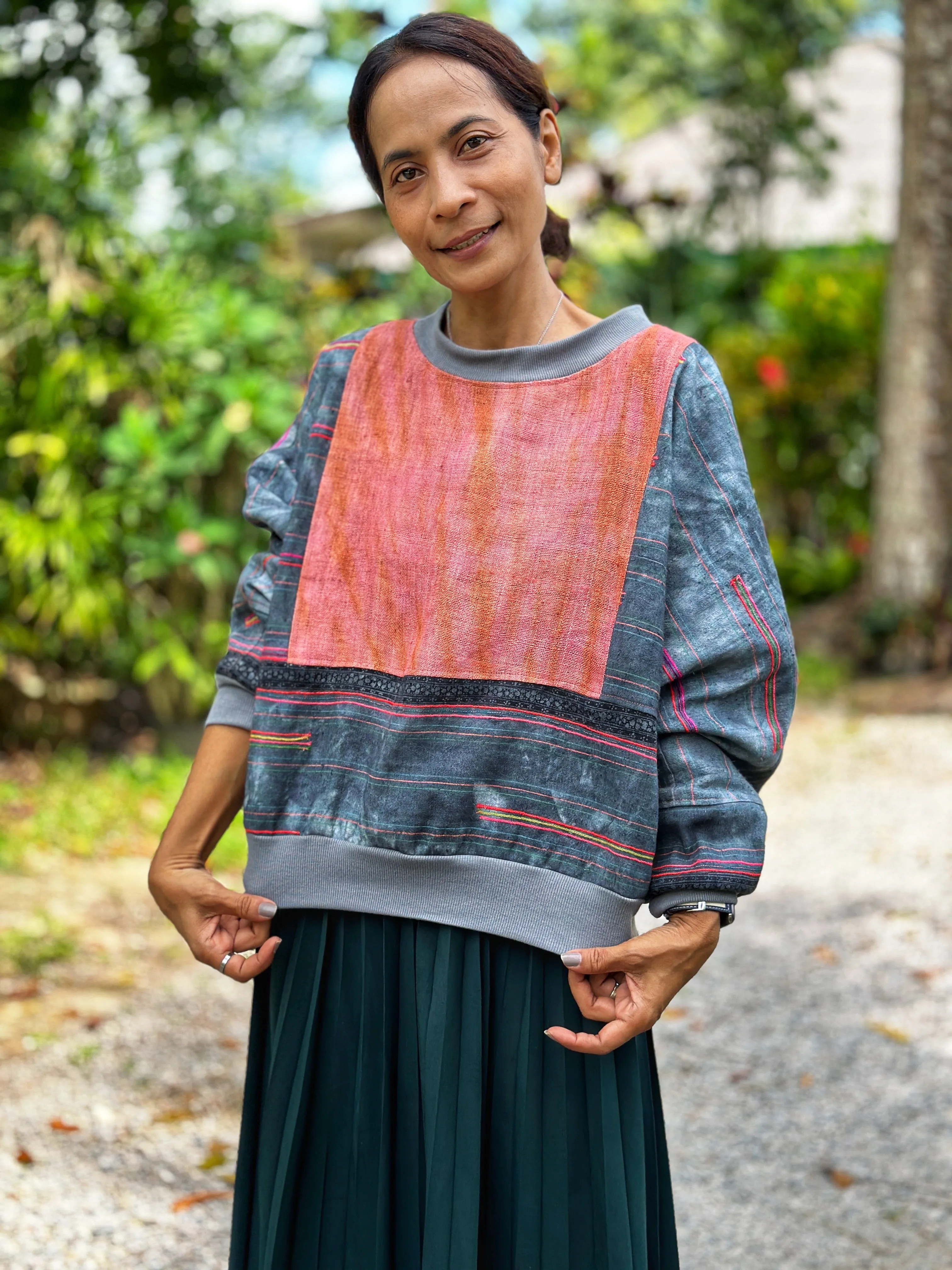 Patchwork pullover sweater