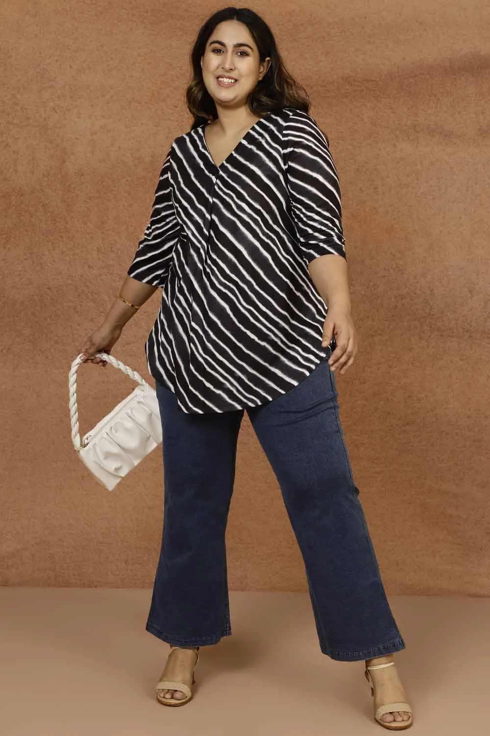 Plus Size Black Lehariya Top
