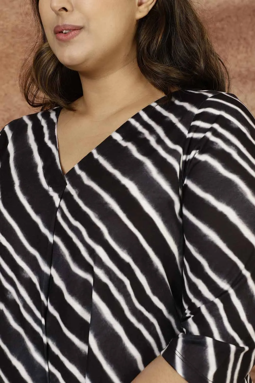 Plus Size Black Lehariya Top