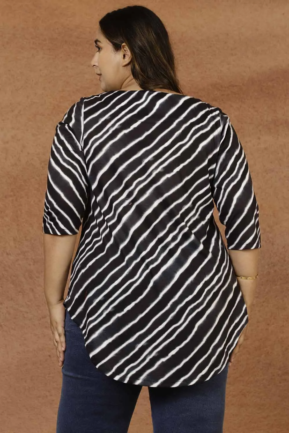 Plus Size Black Lehariya Top