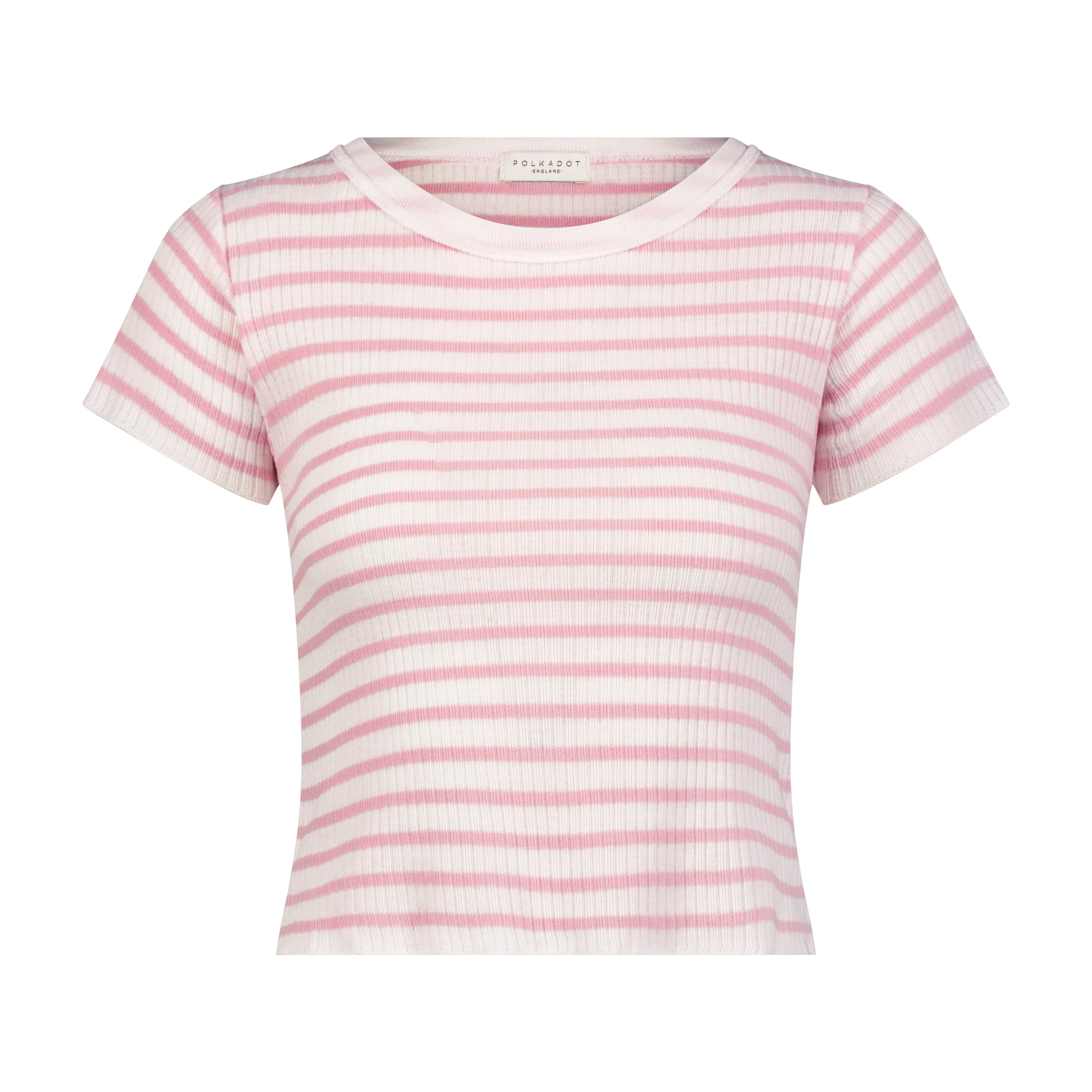 Polkadot BABY CROP TEE SS Pink Wide Harbor Rib Stripe