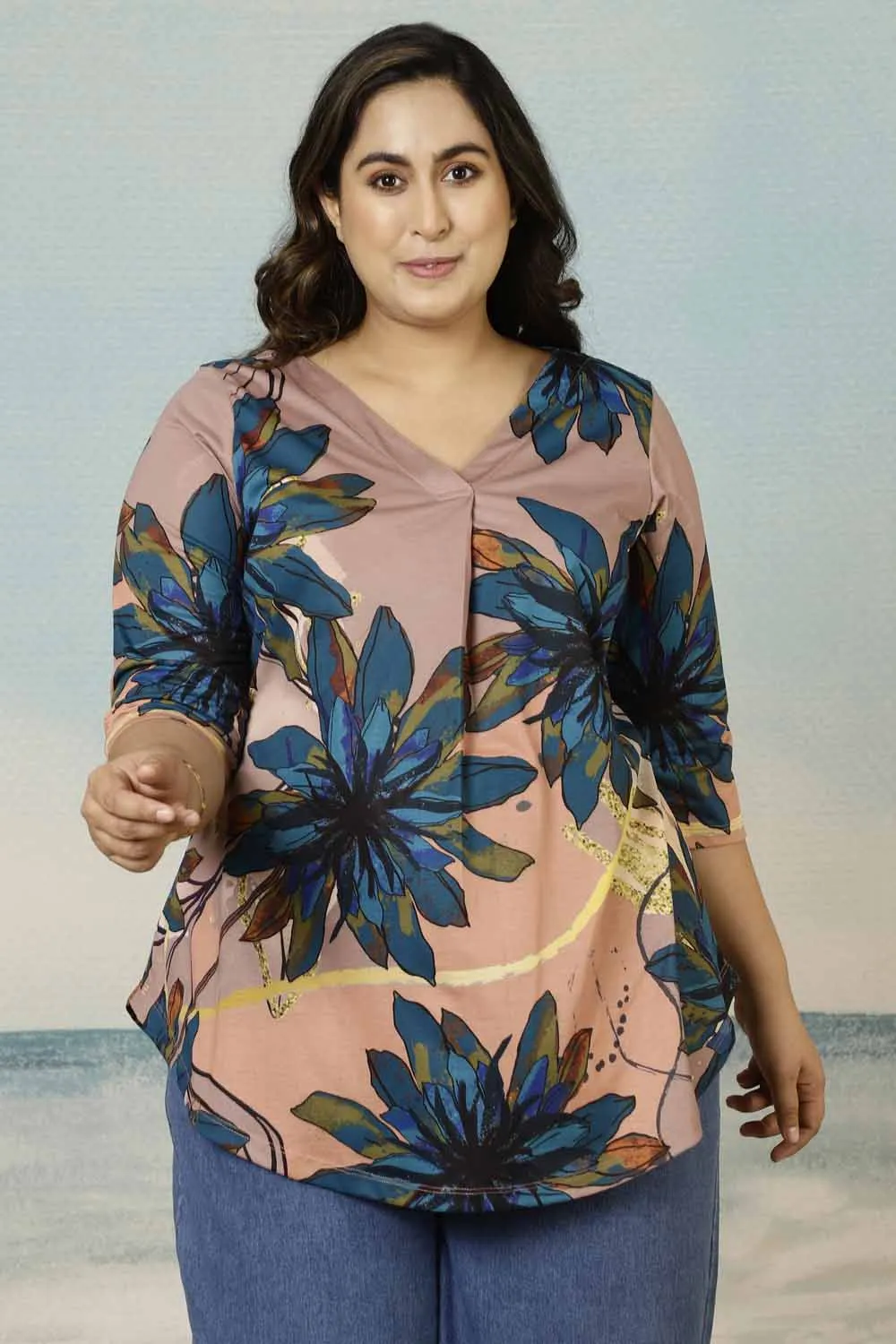Purple Floral Plus Size Top