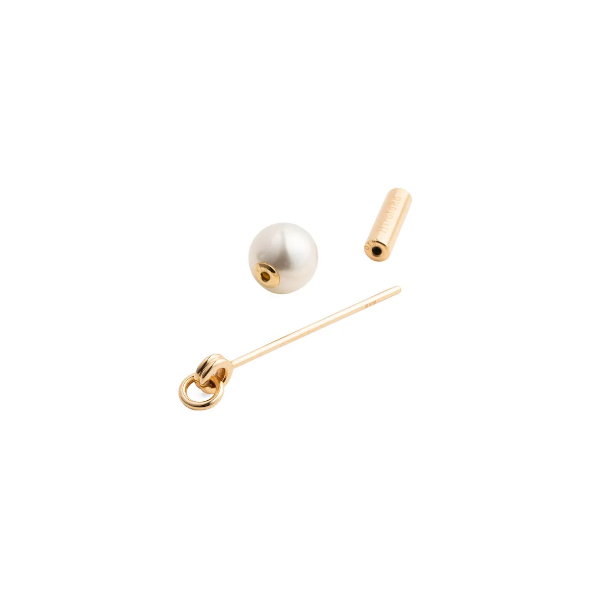 "Mini Spear" Gold Circle Earring, Pearl