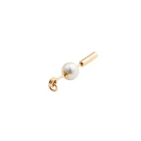"Mini Spear" Gold Circle Earring, Pearl