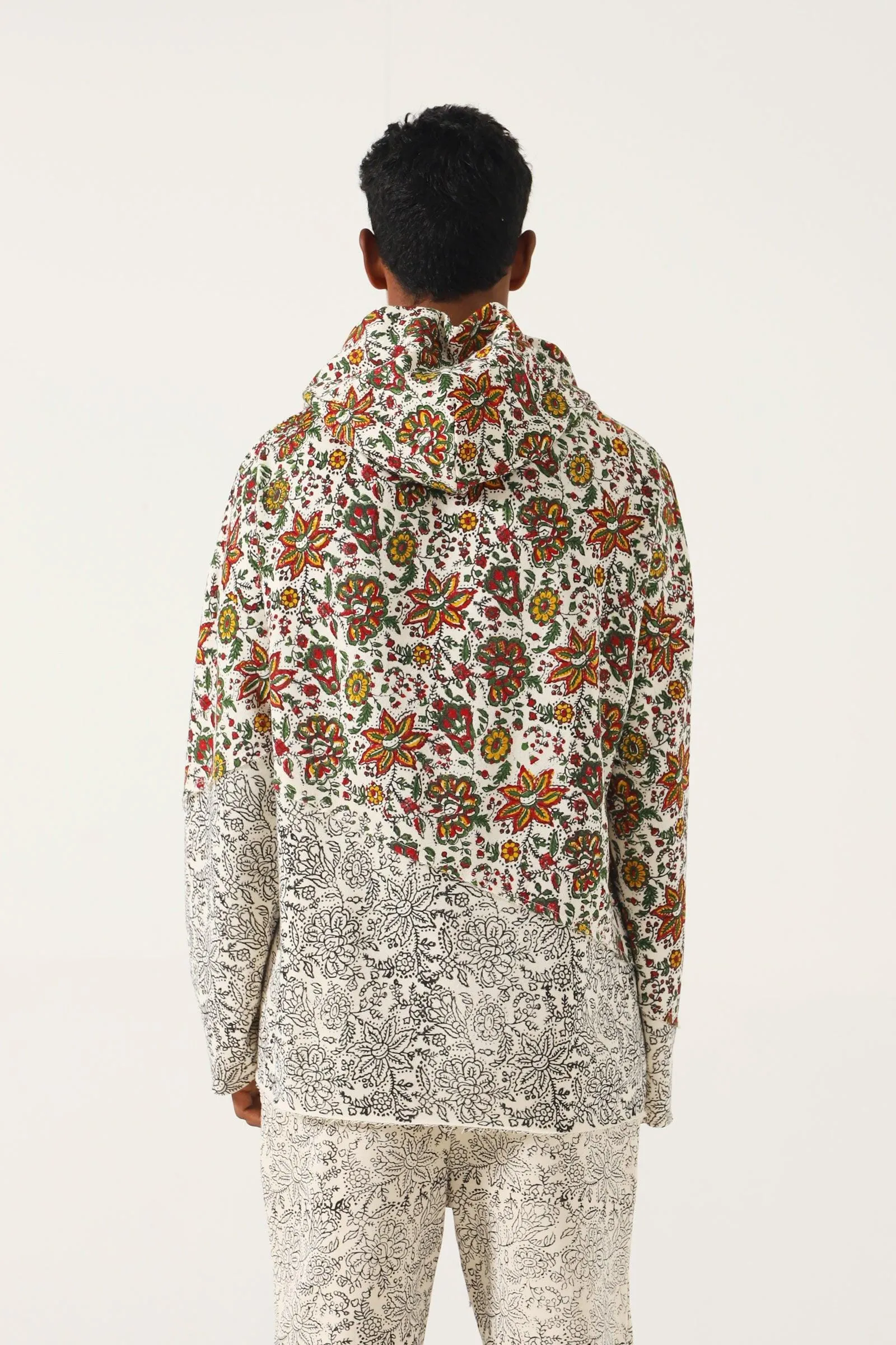 "PARADOX" BEIGE BLOCK PRINT HOODIE