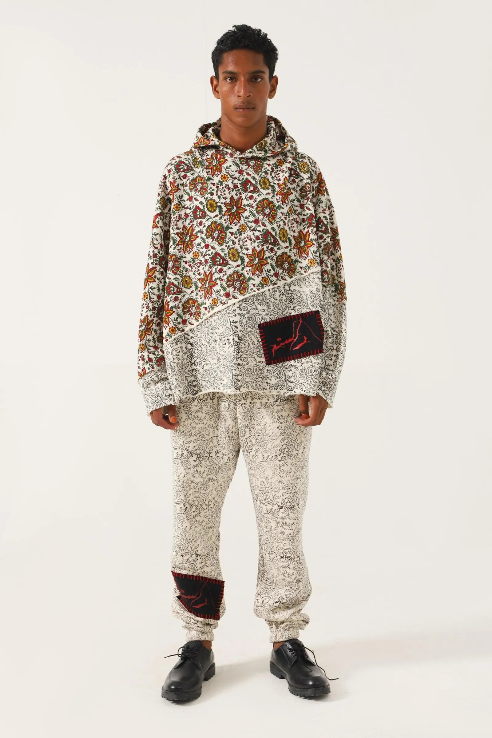 "PARADOX" BEIGE BLOCK PRINT HOODIE