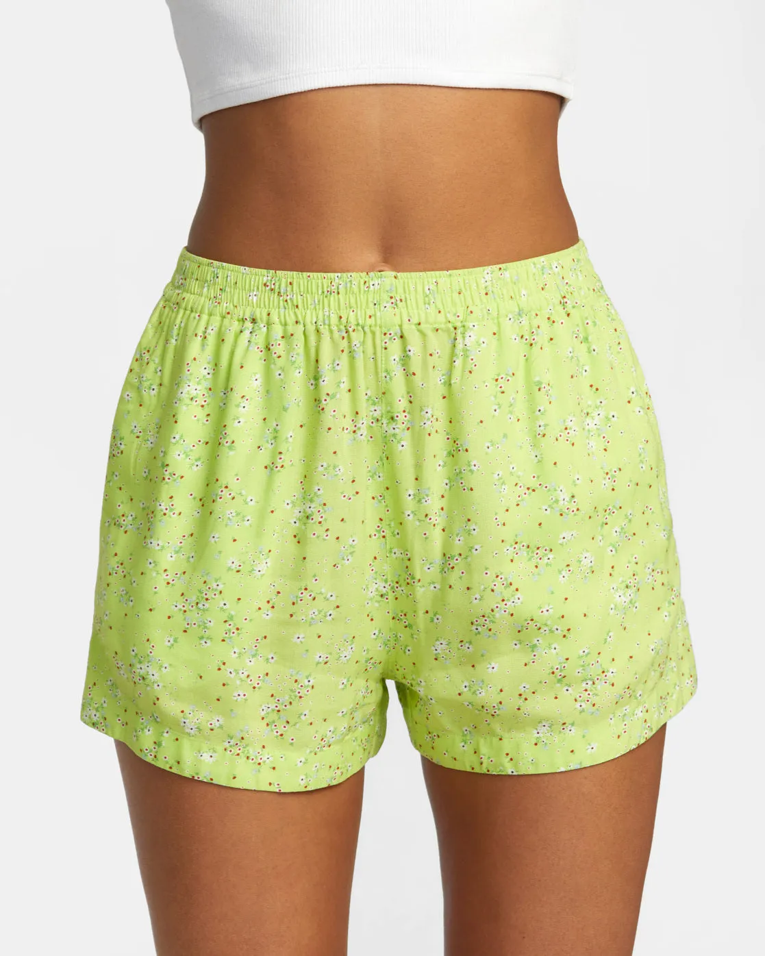 Sawyer Print Elastic Waist Shorts - Neon Green