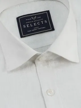 SELECTS Linen Cotton Blended Plain Shirt - White (0871)