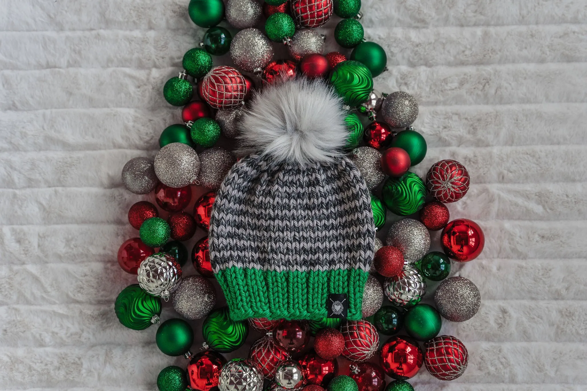 Skinny Stripe Faux Fur Beanie in Emerald(wool free) Baby/Youth