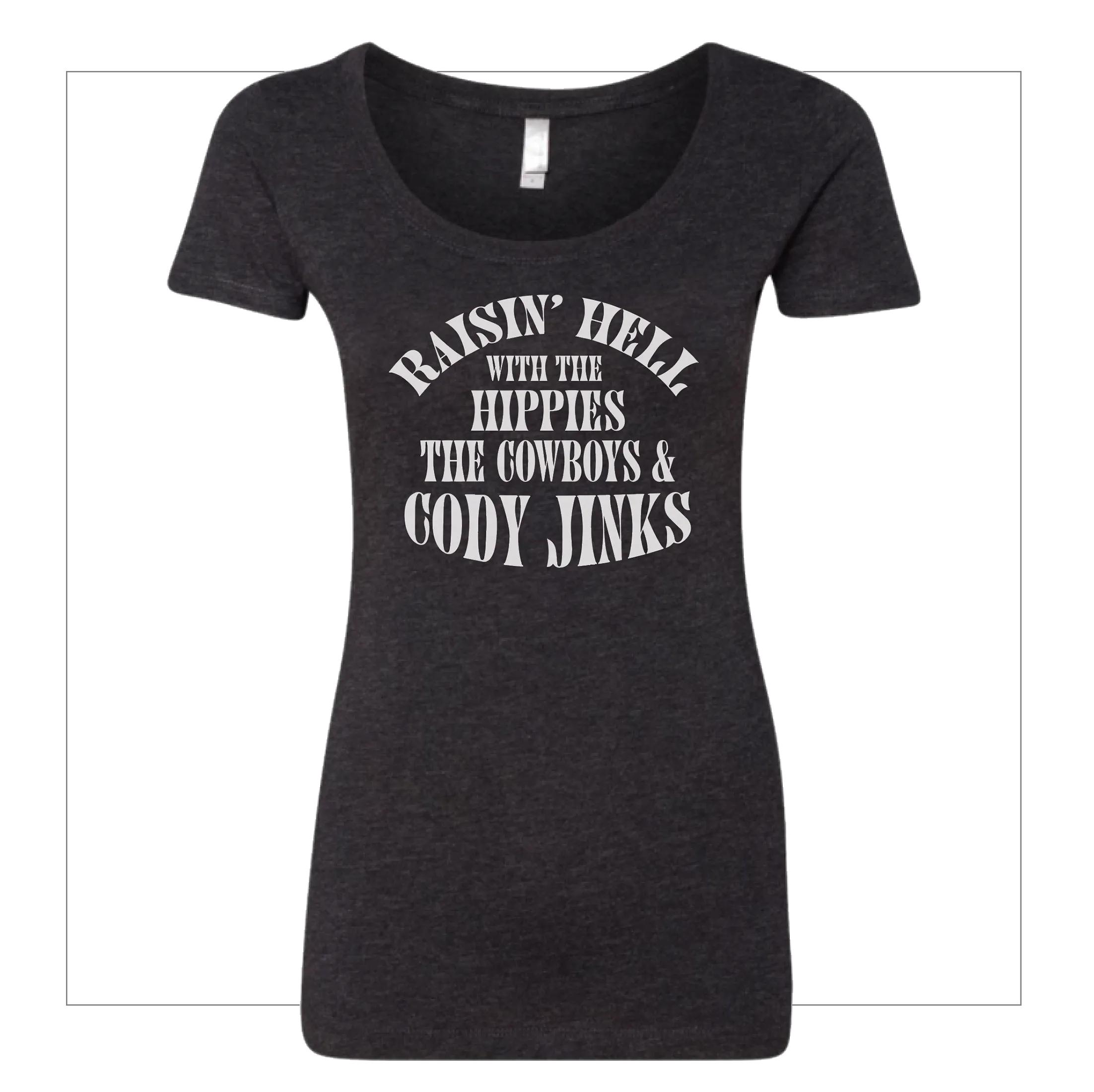 T-Shirt - Ladies - "Hippies & Cowboys" (BLACK)