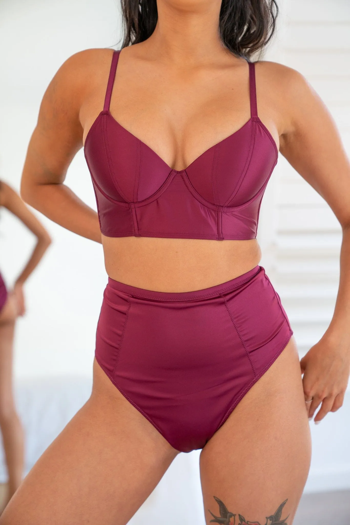 Tori Bottom - Adjustable Satin High Waist Bottom Magenta